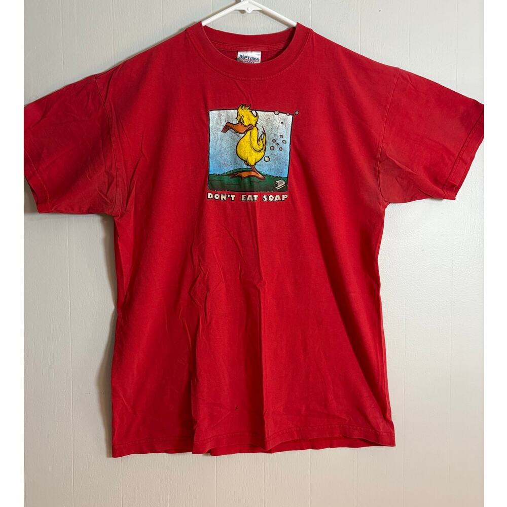 Optima Heavy Weave Cotton Don't Eat Soap Duck Bubble Graphic Tee Large